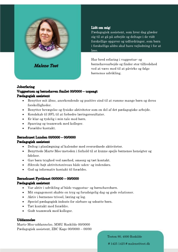 2 - CV Pædagogisk assistent - erfaring med børn